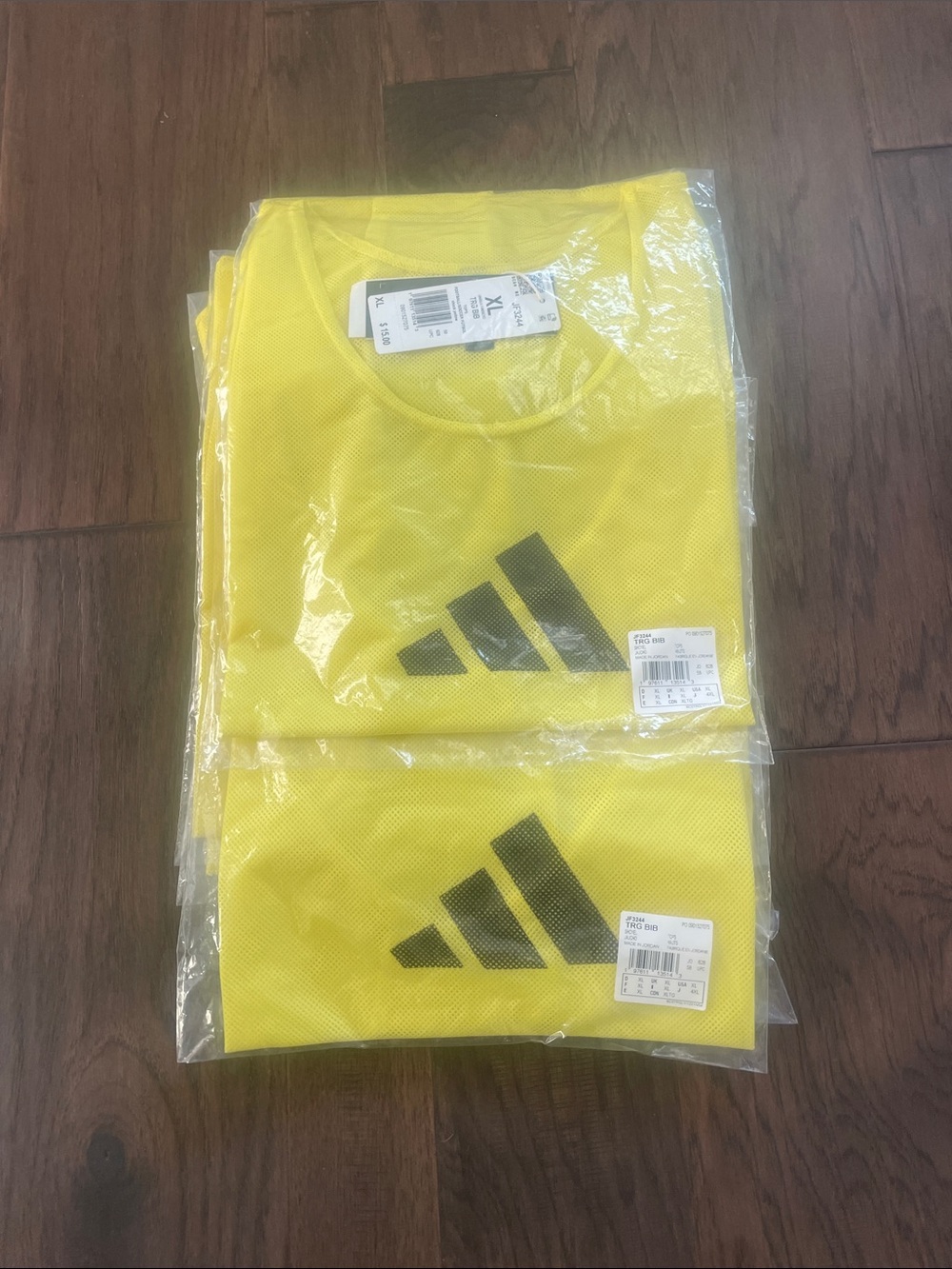 Set of 10 Men’s Bright Yellow Training Jersey with Black Adidas Logo